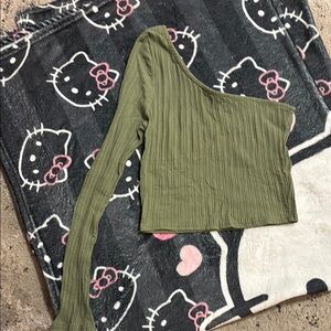Olive Green One-Shoulder Top